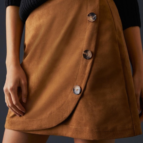 Anthropologie Maeve Faux Suede Mini Wrap Skirt size 6 SOLD OUT - Picture 2 of 6
